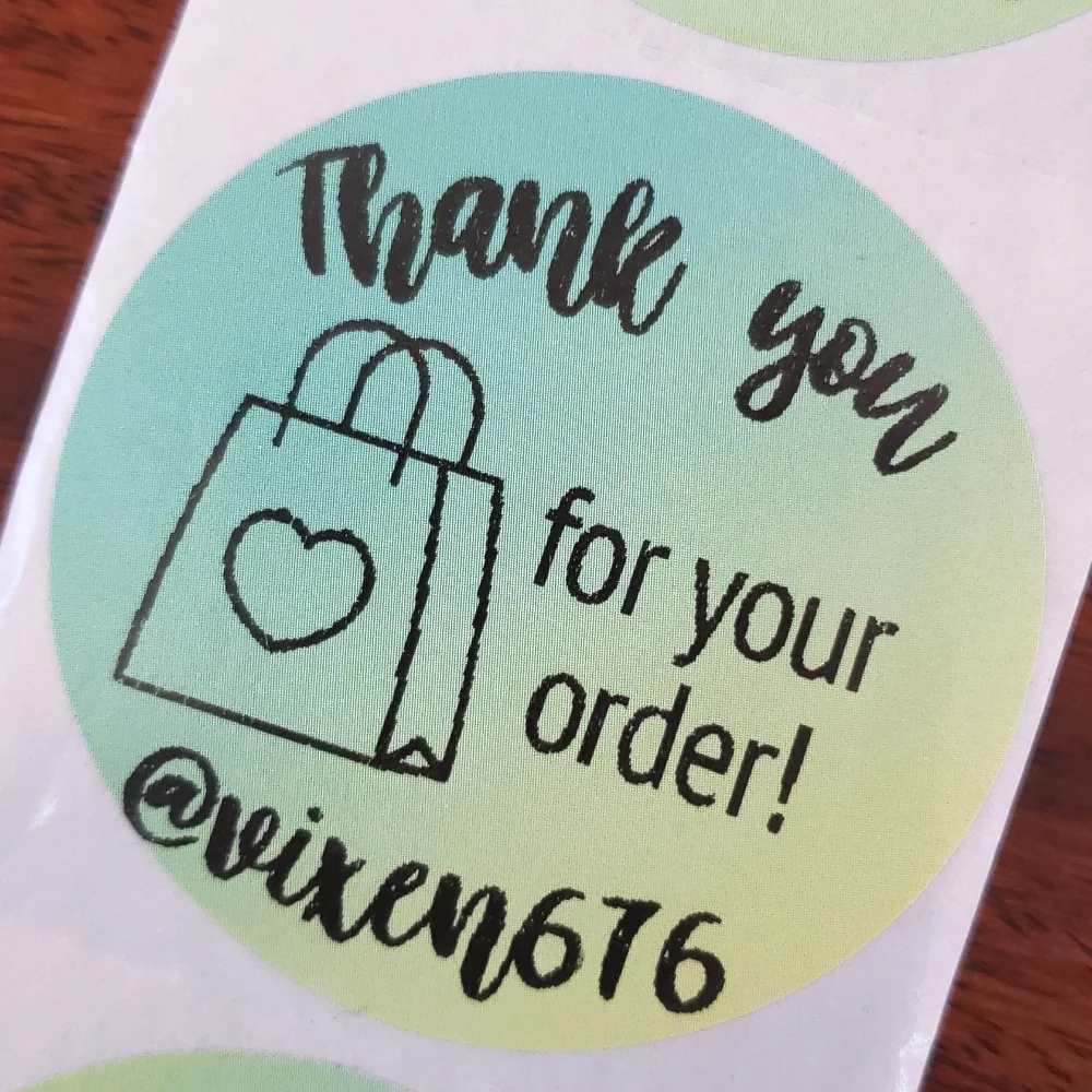 50 CUSTOM THANK YOU STICKERS YELLOW GREEN OMBRE LARGE TWO INCH ROUND
